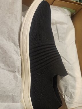 Slip-On Knit Sneaker in Black with Cream Sole